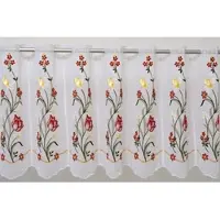 Stickereien Plauen Scheibengardine "Tulpe" Gr. 5, weiß, B:210cm H:40cm, Voile, Polyester, Gardinen, Scheibengardine, veredelt mit echter Plauener Spitze Stickerei