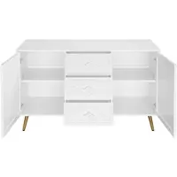 MODFU TV-Sideboard TV-Schrank mit goldenen Griffen und goldenen Füßen,lowboard mit Tür und Kabeldurchführungen,Natur