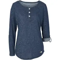 Bonprix Langarmshirt im Henley-Look, mit krempelbaren Ärmeln, abgerundeter Saum