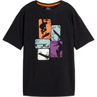 Bonprix T-Shirt "T-Shirt aus reiner Baumwolle", Jungen, Gr. 140/146, schwarz (schwarz bedruckt), Obermaterial: 100% Baumwolle, Shirts T-Shirt, lockere Passform, Kurzarm-Design, aus reiner Baumwolle