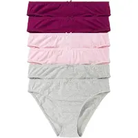 Bonprix Slip , Damen, Gr. 32/34 (XS), 6 Stk., lila (beere, rosa, hellgrau meliert), Obermaterial: 95% Baumwolle, 5% Elasthan, Unterhosen Slip, klassische Passform, Zwickel aus Baumwolle, weiche Faser