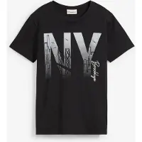 Bonprix T-Shirt , Jungen, Gr. 164/170, schwarz (schwarz bedruckt), Obermaterial: 100% Baumwolle, Shirts T-Shirt, aus reiner Baumwolle, mit großem Frontdruck, Kurzarm-Design