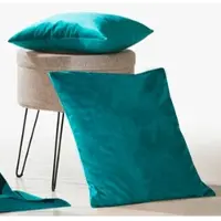 Weckbrodt Dekokissen "Valentin" Gr. 2, blau (petrol, unifarben), B:50cm L:50cm, Polyester, Dekokissen_Sitzkissen_Kissenhüllen, Dekokissen, Samt-Optik, Velour, Unifarben, Kissenhülle ohne Füllung