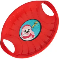 KOTARBAU Rutschteller 60 cm Popo Rutscher mit Griffen Schlitten für Kinder & Erwachsene Bob Schlitten Kinderschlitten Kunststoff Rot