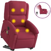 vidaXL Massagesessel mit Aufstehhilfe Elektrisch Weinrot Samt