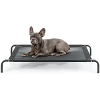 Lionto Hundeliege, bequemes Outdoor Hundebett mit Netzgewebe, erhöht, luftig & wetterfest, 106x62 cm, schwarz