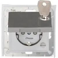 Kopp 954647009 HK07 IP44 - Schutzkontakt-Steckdose mit Klappdeckel, abschließbar, Farbe: stahl