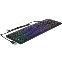 DeLOCK 12625, Volle Größe (100%), Kabelgebunden, USB, QWERTZ, RGB-LED, Schwarz