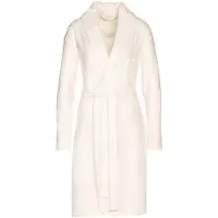 Vossen Bademantel "Vivienn, ideal für Sauna & Spa, Hotelbademantel, Morgenmantel" Gr. XL, weiß (ivory), XL, N-Gr, Nicki-Velours, Hausmäntel, Bademantel, mit Bieseneinfassung und Brusttasche