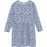 Minymo Sommerkleid "Sommerkleid MIDress LS AOP", Mädchen, Gr. 104, N-Gr, blau (true blau), Obermaterial: 48% Modal CMD. 48% Baumwolle CO. 4% Elasthan EL., Kleider Sommerkleid