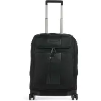 Piquadro Brief 4-Rollen Laptop-Trolley Koffer in Handgepäckgröße Schwarz