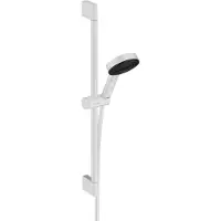 Hansgrohe Pulsify Select S Brauseset 105, EcoSmart, 3-jet Relaxation, inklusive Brausestange 650mm, 24161700, Farbe: Mattweiß