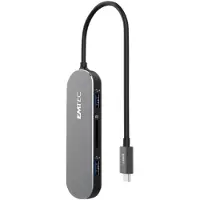 Emtec T650C Type-C HUB, USB 3.2 Gen 1 (3.1 Gen 1) Type-A, HDMI, USB 3.2 Gen 1 (3.1 Gen 1) Type-A, USB 3.2 Gen 1 (3.1 Gen 1) Type-C, Schwarz, Schwarz