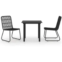 Syfax 3-tlg. Garten-Essgruppe Poly Rattan und Glas
