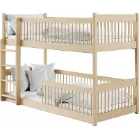 KIDS Collection Kinderbett Hochbett Etagenbett 80x180 | 90x190 | 90x200 cm, mit abgerundeten Kanten und umbaubar zu 2 Betten 90x190 cm von 4. bis 18. Lebensjahr, Natur mit 2 Matratzen