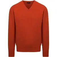 William lockie V-Auschnitt Pullover Lammwolle Ember Orange