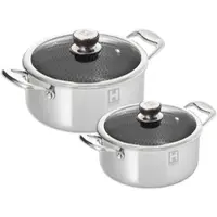 Hensslers Topf-Set , silber, Töpfe, Topf-Set, 3-Schicht Material mit Wabenstruktur, Induktion, 2,8L und 5,0L