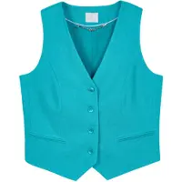 MADELEINE Kurzweste "Weste Kurze Leinenweste", Damen, Gr. 38, blau (karibikblau), Obermaterial: 100% Leinen LI., Modern, V-Ausschnitt, Westen Kurzweste