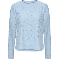 ONLY Langarmshirt "ONLSMILLA LIFE L/S TOP JRS", Damen, Gr. M, soft chambray, Jersey, Obermaterial: 95% Polyester, 5% Elasthan, unifarben, loose fit Po-bedeckend, Rundhals, Shirts Langarmshirt