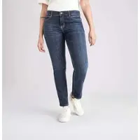 MAC Stretch-Jeans "Angela", Damen, Gr. 46, Länge 28, blau (new basic wash), Denim/Jeans, Obermaterial: 98% Baumwolle, 2% Elasthan, unifarben, figurbetont lang, Jeans Stretch-Jeans, schmal geschnitten