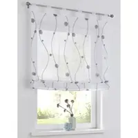 Kutti Heimtextilien Raffrollo "Nelly" Gr. 4, grau (grau, weiß), B:100cm H:140cm, Voile, Obermaterial: 100% Polyester, Raffrollos, Raffrollo, modern bestickt, Kreise und Ranken
