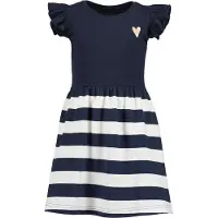 Blue Seven Sweatkleid , Mädchen, Gr. 98, N-Gr, blau (nachtblau), Jersey, Obermaterial: 95% Baumwolle, 5% Elasthan, geringelt, gestreift, unifarben, Flügelärmel, Kleider Sweatkleid, im maritimen Look
