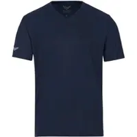 Trigema T-Shirt "V-Shirt COOLMAX", Damen, Gr. M, blau (navy), Trikot, 100% Polyester (recycelt), lang, V-Ausschnitt, Shirts T-Shirt