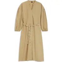 BOSS für Damen. 50559266 Braunes Dellys-Kleid (36), Lässig, Baumwolle, Klassisch, Langarm