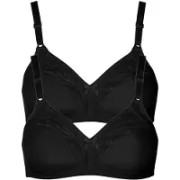 Lisca Bügelloser BH "2er Pack BH ohne Bügel Minca", Damen, Gr. 75, Cup C, schwarz, Obermaterial: 55% Polyester PES. 35% Polyamid PA. 10% Elasthan EL., BHs Bügelloser BH
