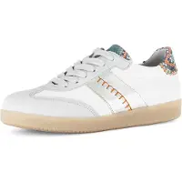 Gabor Sneaker , Damen, Gr. 38, Leder Textil, weiß kombiniert, Nappaleder, Veloursleder, Reptilienprägung, Schuhe Sneaker, Freizeitschuh, Halbschuh, Schnürschuh mit bunten Kontrastbesätzen