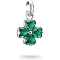 Thomas Sabo Charm-Einhänger "Charm Kleeblatt - Connect", silberfarben, smaragd, smaragd, Charms, Silber 925 (recycelt), Charm-Einhänger, mit Glas-Keramik Stein
