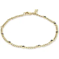 Copenhagen Studios Edelstahlarmband "Schmuck Geschenk Edelstahl Armkette Glittery Cuban", gold (gelbgoldfarben, schwarz, schwarz), Armbänder, Damen, 21cm, Edelstahl, Edelstahlarmband, mit Strassstein