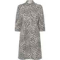 Soaked in luxury Midikleid "Damen Kleid SLSandja", Damen, Gr. S, N-Gr, grau (grau leopard patteren), Obermaterial: 97% Baumwolle CO. 3% Elasthan EL., Kleider Midikleid