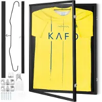 Vevor Trikot-Vitrine 610 x 812 x 40 mm abschließbare Schattenbox für Sporttrikots mit 98 % UV-Schutz PC-Glas und Kleiderbügeln