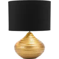 Beliani Tischlampe Gold Keramik 42 cm Stoffschirm Schwarz Vasenform Kabel mit Schalter Modernes Design