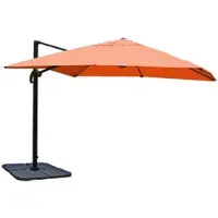 Mendler Ampelschirm HWC-A96, Gastronomie Sonnenschirm, 3x3m (Ø4,24m) Polyester/Alu 23kg terracotta mit Ständer