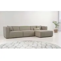 Otto Home Ecksofa "Tammie", beige (sand), B:312cm H:73cm T:154cm, 100% Polyester, Sofas, Ecksofa, Breite 312 cm, Webstoff fein, bodentief, mit Wellenunterfederung