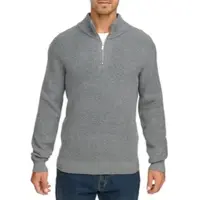 Indicode Troyer "INEmil 1⁄2 zip", Herren, Gr. XXL, grau (lt grau mel), Strick, Obermaterial: 60% Polyester, 40% Baumwolle, meliert, regular fit hüftlang, hoch geschlossener Ausschnitt, Pullover Troyer