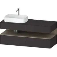 Duravit Collection One Konsolenwaschtischunterbau, 2 Auszüge, 2 Schubkästen, Ausschnitt links, 1400x550x600mm, Nische Eiche Terra, QA4765035800010, Farbe: Graphit Supermatt/mit Nischenbeleuchtung
