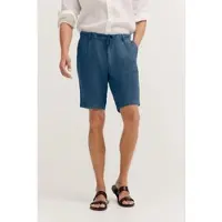 Bugatti Bermudas , Herren, Gr. 54, Normalgrößen, blau (370, marine), 55% Leinen, 45% Baumwolle, unifarben, normal, Hosen Bermudas, aus Leinen-Baumwollmix