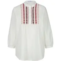 Peter Hahn Bluse Rundhals-Ausschnitt weiss, 50
