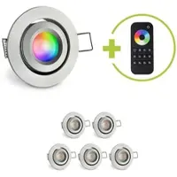 Longlife LED Einbaustrahler Mini schwenkbar Matera 3W RGBW IP44 - Farbe: silber - Anzahl: 6x