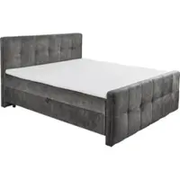 ED EXCITING DESIGN Boxbett "Valetta", grau (anthrazit), B:185cm L:224cm, 100% Polyester, Komplettbetten, Boxbett, mit Bettkasten, inkl. Topper