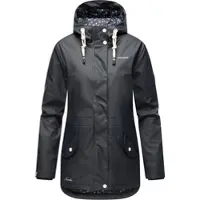 NAVAHOO Damen Regen Jacke Parka Wasserdicht Gefüttert Funktionsjacke Ocean Heart Blau Gr. 34 - XS