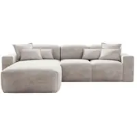 GRAINGOLD Ecksofa L-Form Leni Links - Moderne Ecksofa, Wohnzimmer Sofa - Eckcouch Hellgrau (Havana 749)