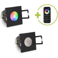 Longlife LED Einbaustrahler Mini Livorno eckig 3W RGBW IP65 - Farbe: schwarz matt - Anzahl: 2...