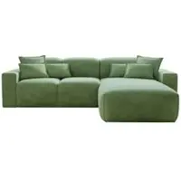 GRAINGOLD Ecksofa L-Form Leni Rechts - Moderne Ecksofa, Wohnzimmer Sofa - Eckcouch Grün (Havana 747)