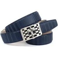 Anthoni Crown Ledergürtel , Damen, Gr. 85, blau (dunkelblau), Leder, unifarben, Gürtel Ledergürtel, mit silberfarbener stilisierter Lilien-Schnalle