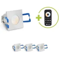 Longlife LED Einbaustrahler Mini Livorno eckig 3W CCT IP65 - Farbe: silber - Anzahl: 4x