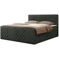 MKS Meble Boxspringbett 160x200 mit Bettkasten Matratze H4 - Paris Duo - Dunkelgrau Strukture